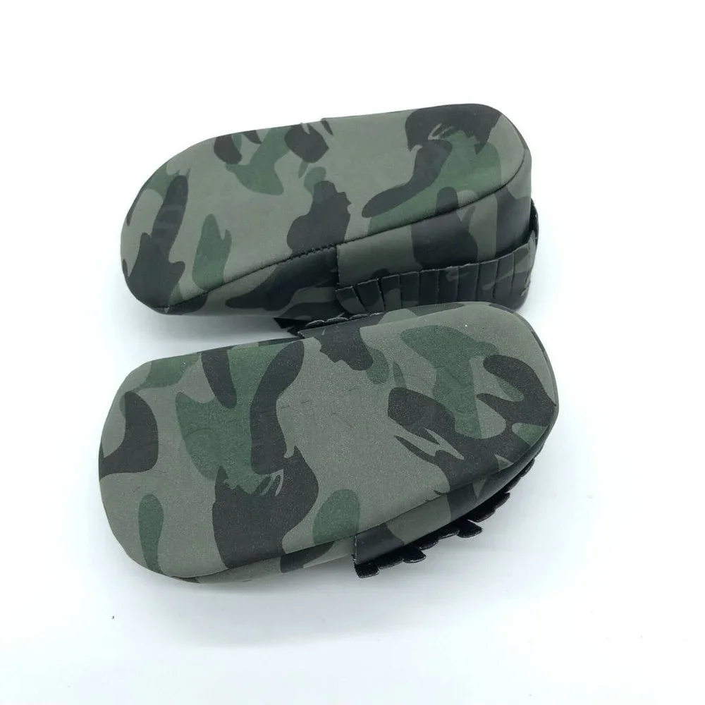 Romirus Baby Boys Moccasins Soft Sole Slip On Fringe Camouflage Green Size 2